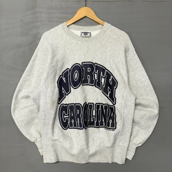 Vintage North Carolina UNC Tar Heels Grey 90s Reverse Weave Sweatshirt Size Larg - Picture 1 of 7